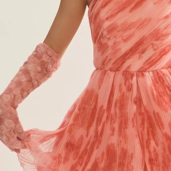 NWT Anthropologie Hutch One Shoulder Floral Tulle Pink Puffer Watercolor Romper - Picture 6 of 13